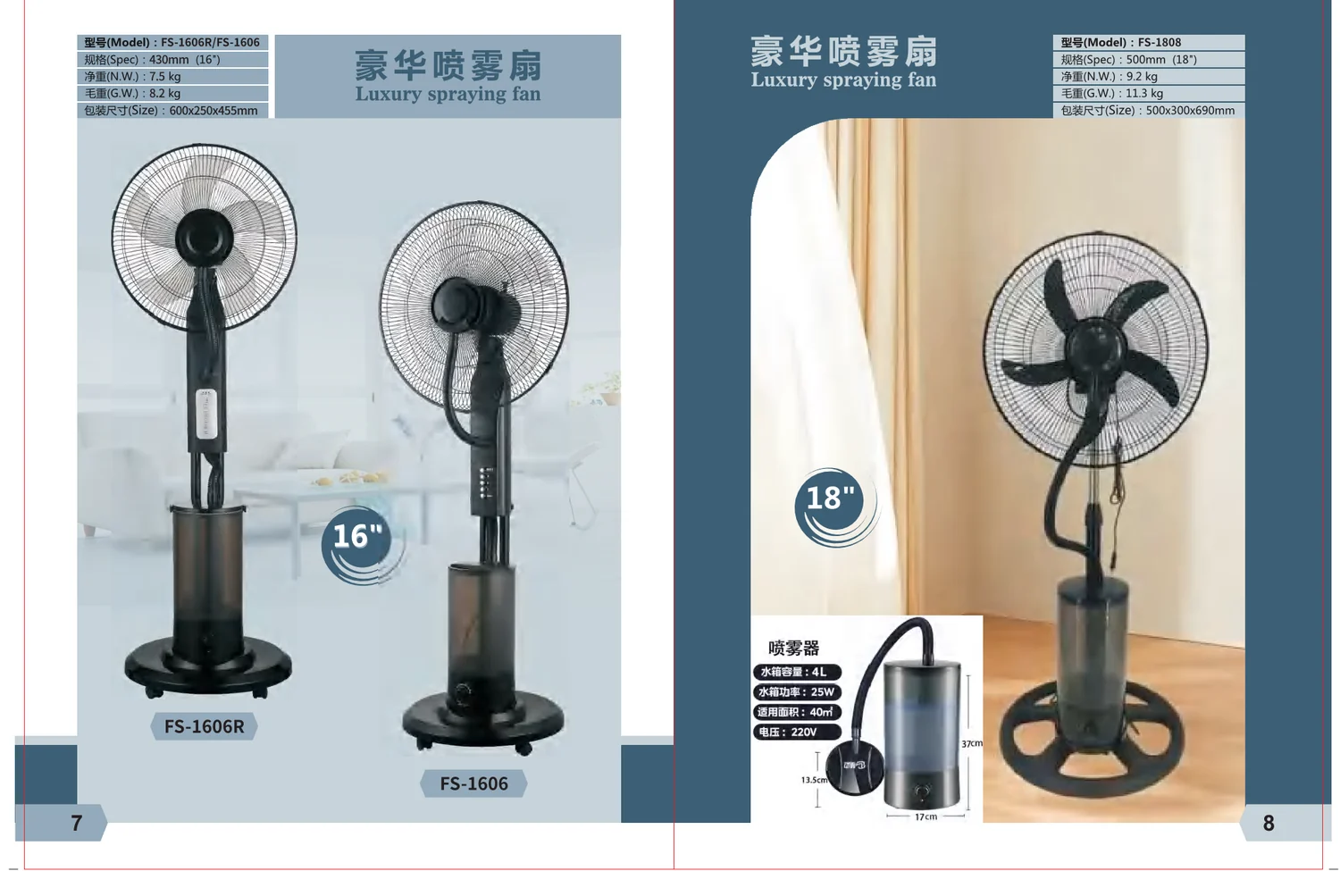 FS-1606 and FS-1808 models with atomizing tank