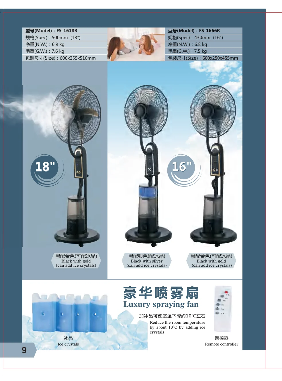FS-1618R 18" Spraying Fan with Ice Crystals